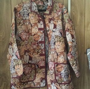 Cat Print Tapestry Jacket