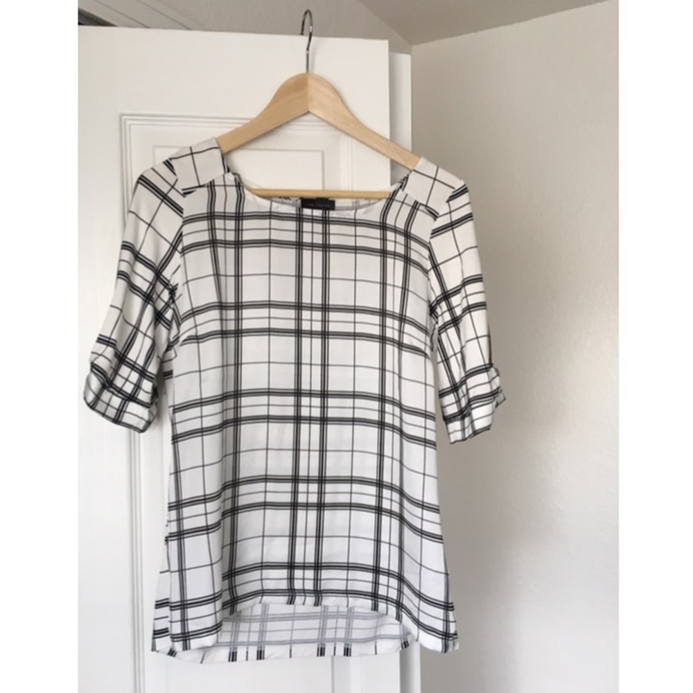 Half sleeve plaid print Blouse