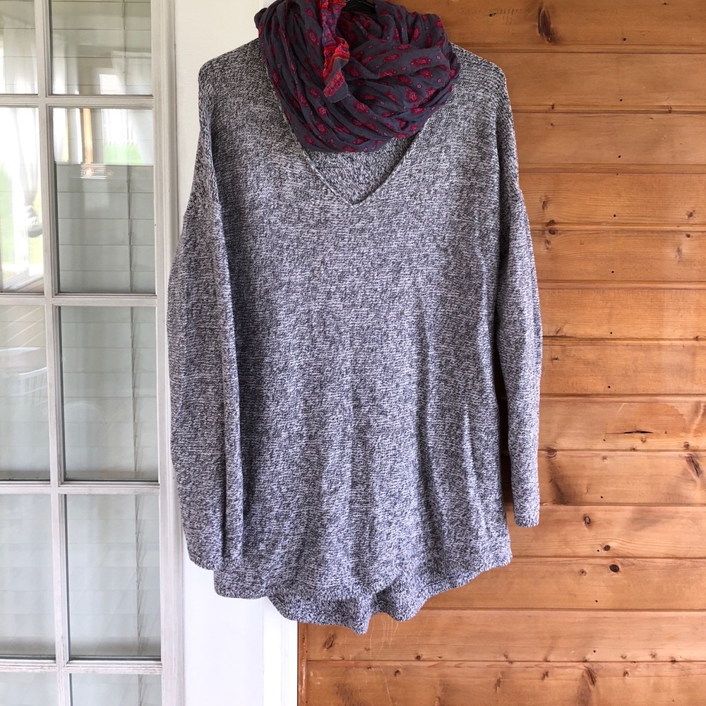 Comfy grey V neck sweater