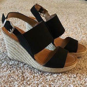 Dolce Vita Black Nubuck Espadrilles Wedges