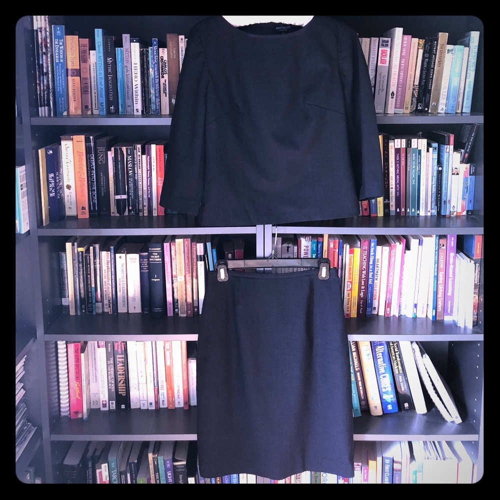 Ann Taylor classic blue skirt suit, size 4