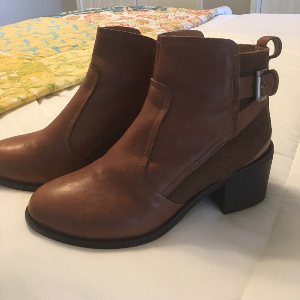 Brown leather and suede ankle boots