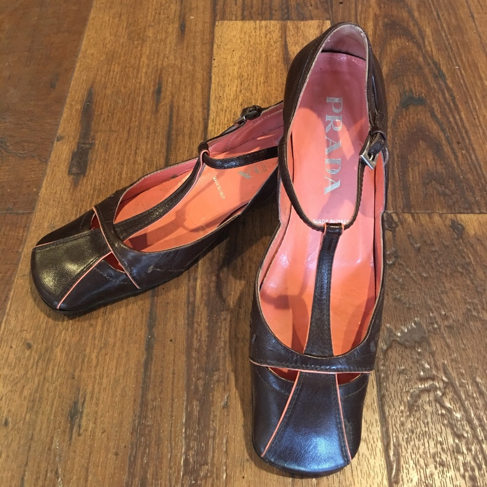 Vintage Authentic PRADA Mary Jane Buckle Heels Sz6