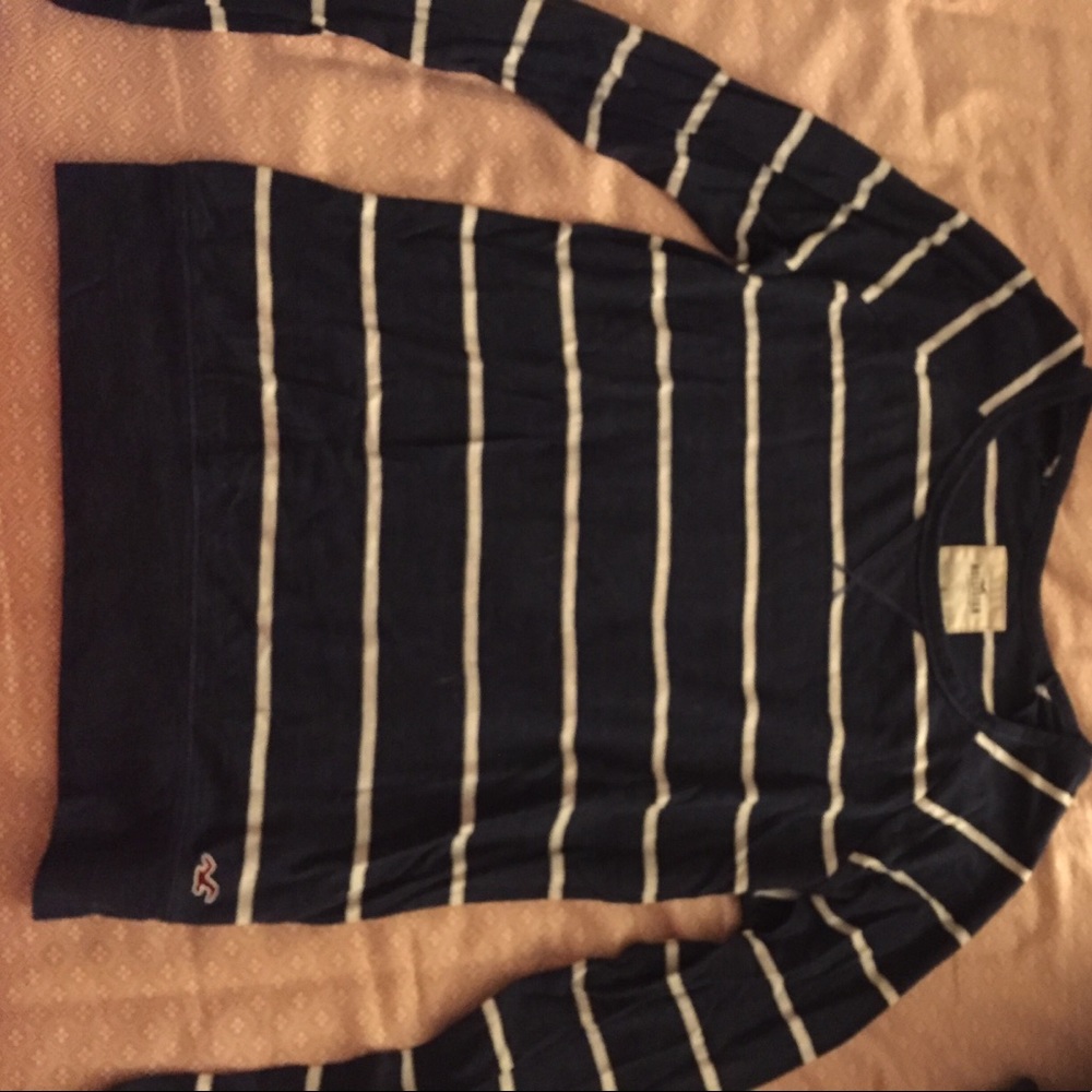 Dark blue & white striped long sleeve shirt