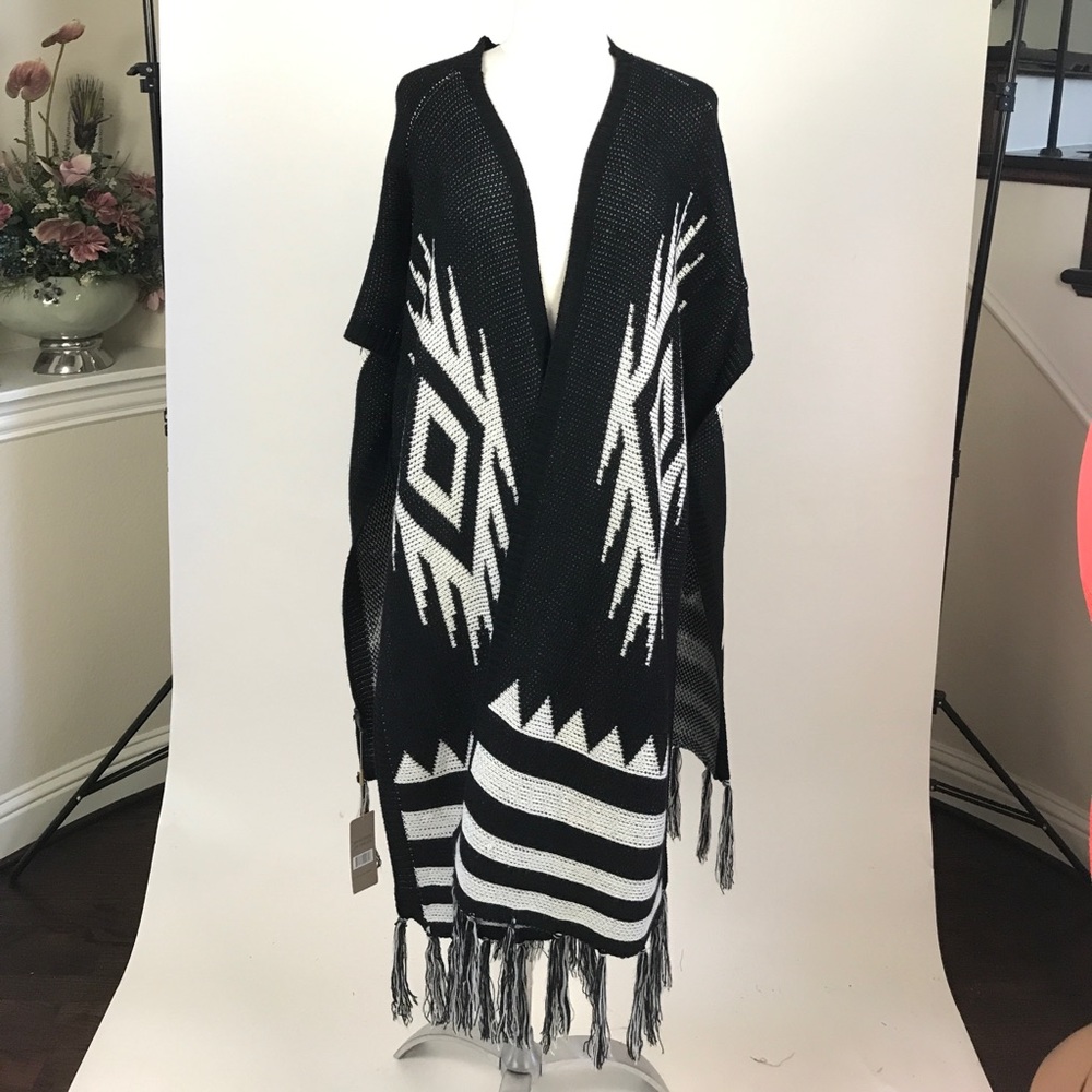 Long knitted poncho cardigan
