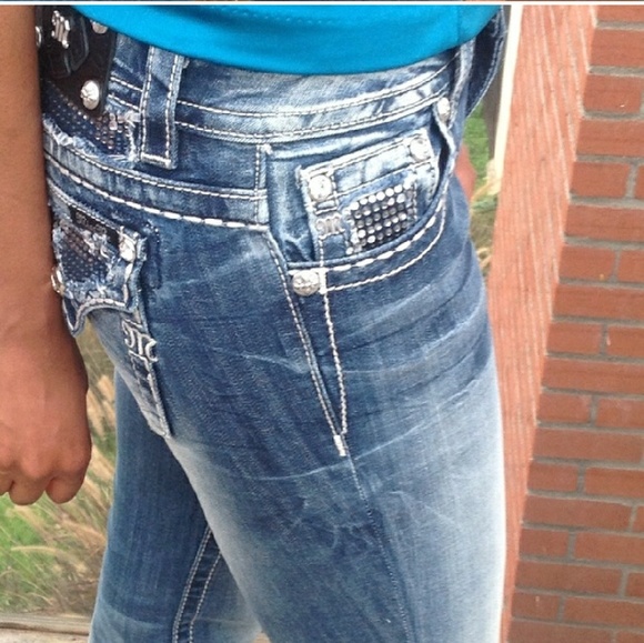 Miss Me Blue & Silver Bling Jeans - Picture 2 of 8