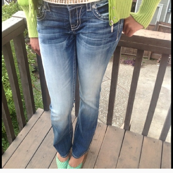 Miss Me Blue & Silver Bling Jeans - Picture 3 of 8