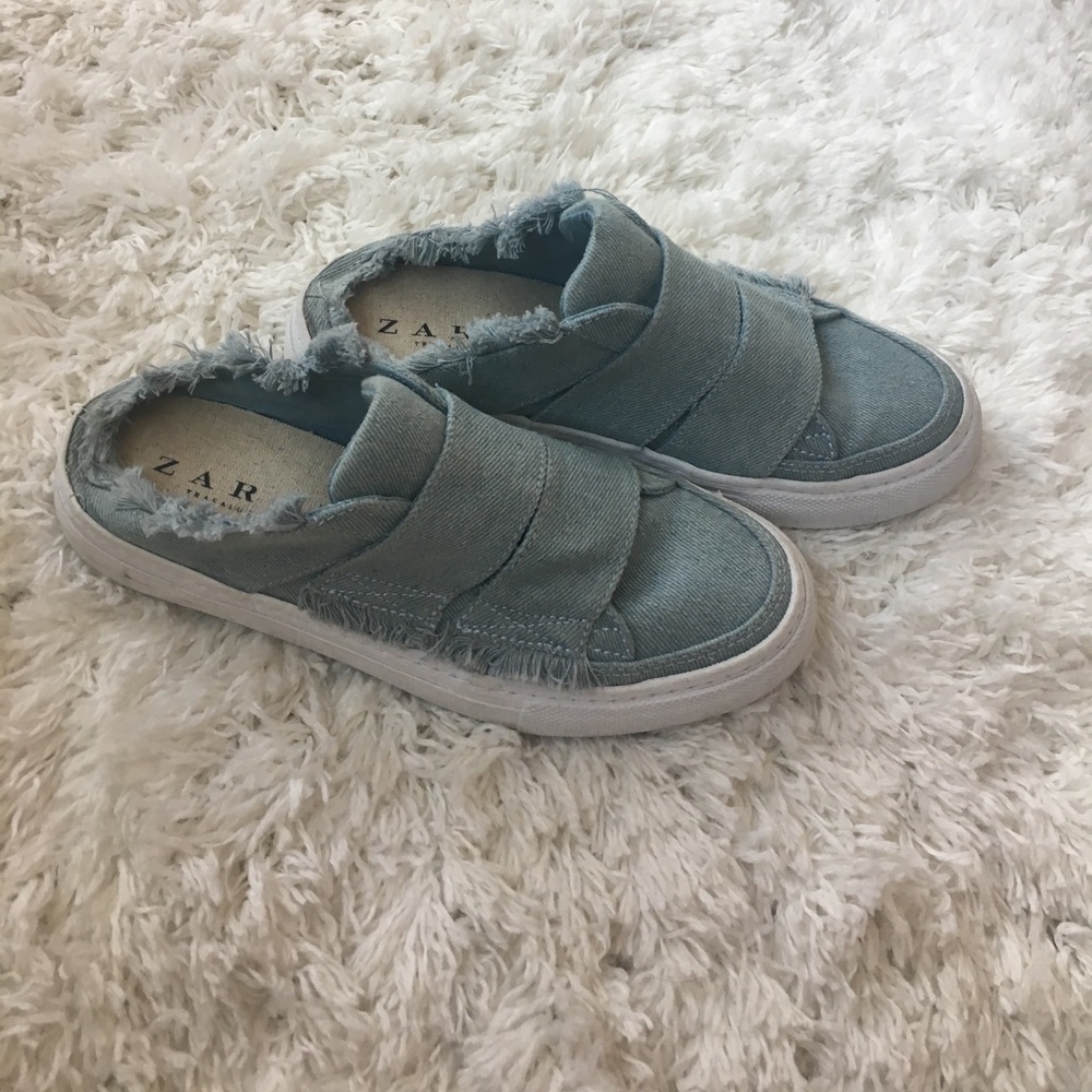 Zara chambray slip on sneakers