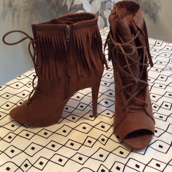 Open Toe Fringe Bootie - Picture 3 of 5
