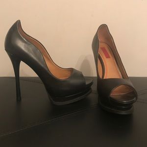 Black 5/48 Leather Stilettos Size 36