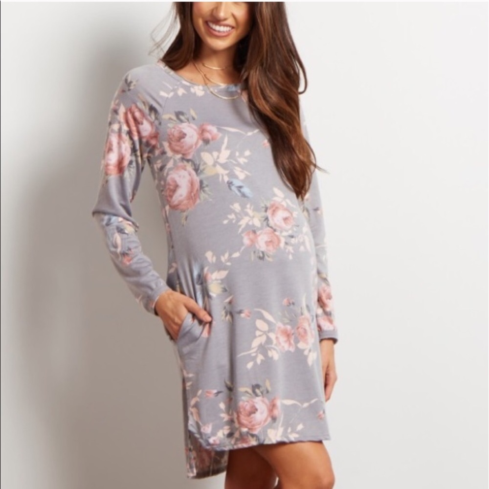 Maternity Sweater Floral Dress - Picture 1 of 3