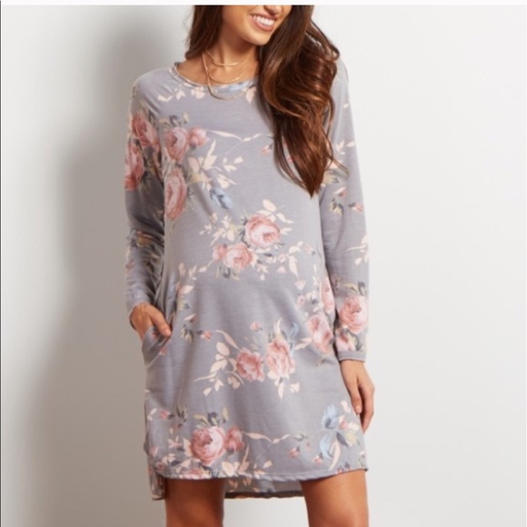 Maternity Sweater Floral Dress - Picture 2 of 3