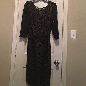 NWOT Alex Evenings Black Lace Cocktail Dress