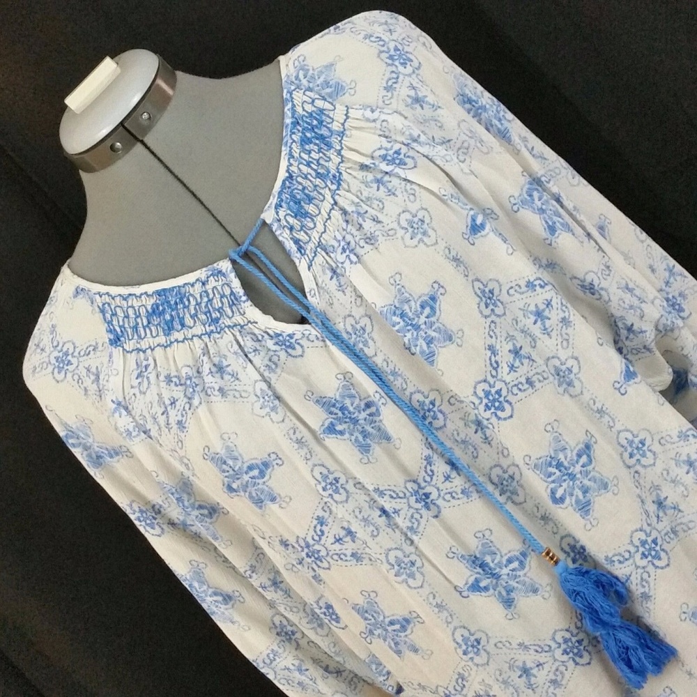 Boho Peasant Embroidery Tassel  Top