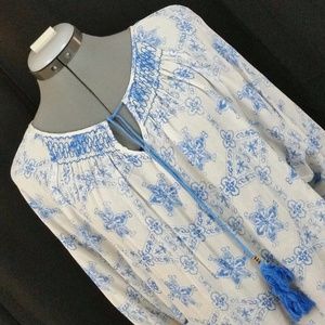 Boho Peasant Embroidery Tassel  Top