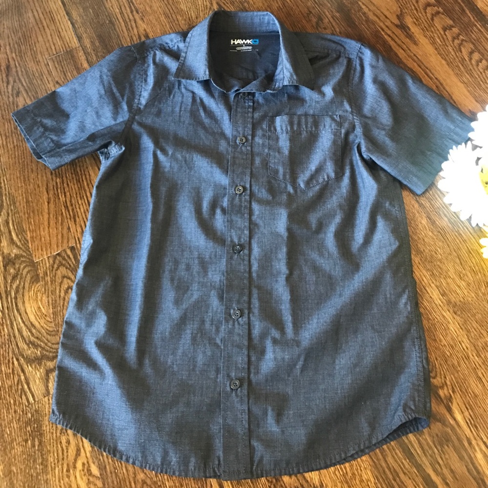 Boys Dark Grey Collared Shirt, Sz L