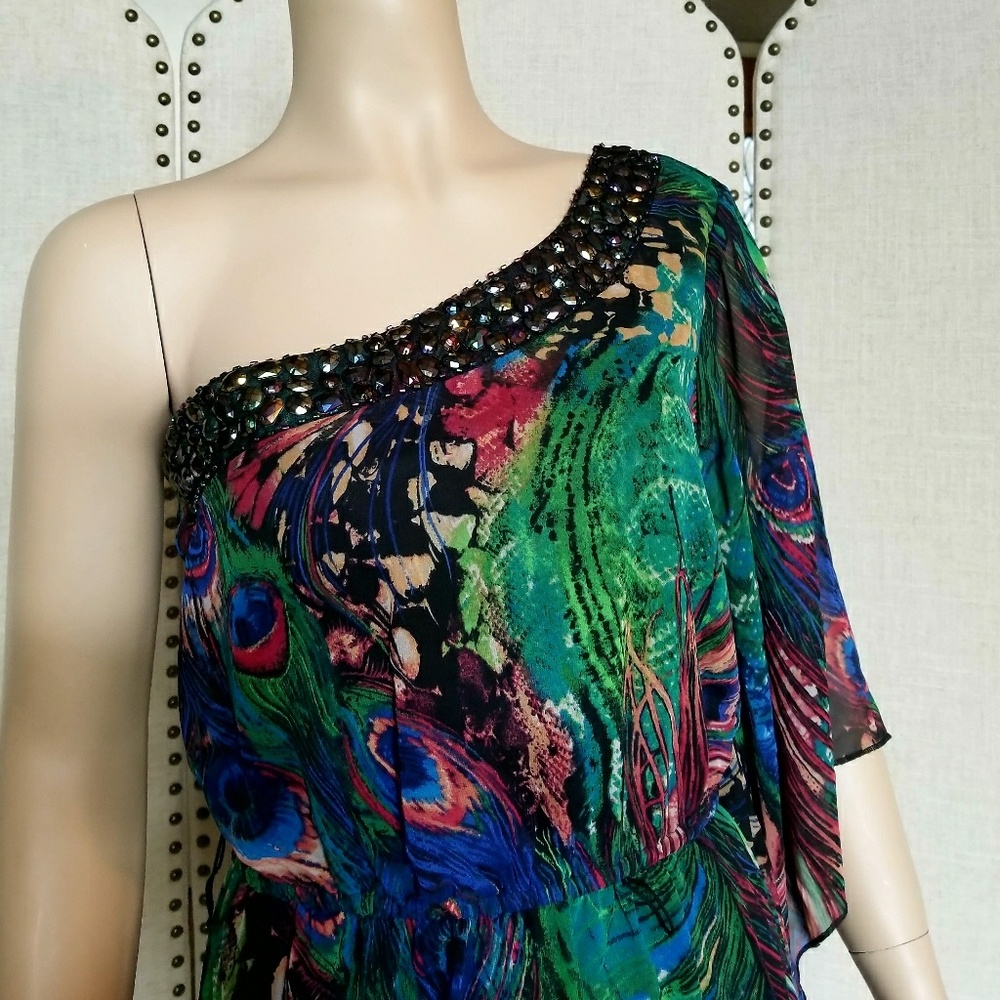 Bisou Bisou Jeweled  One Shoulder Dress