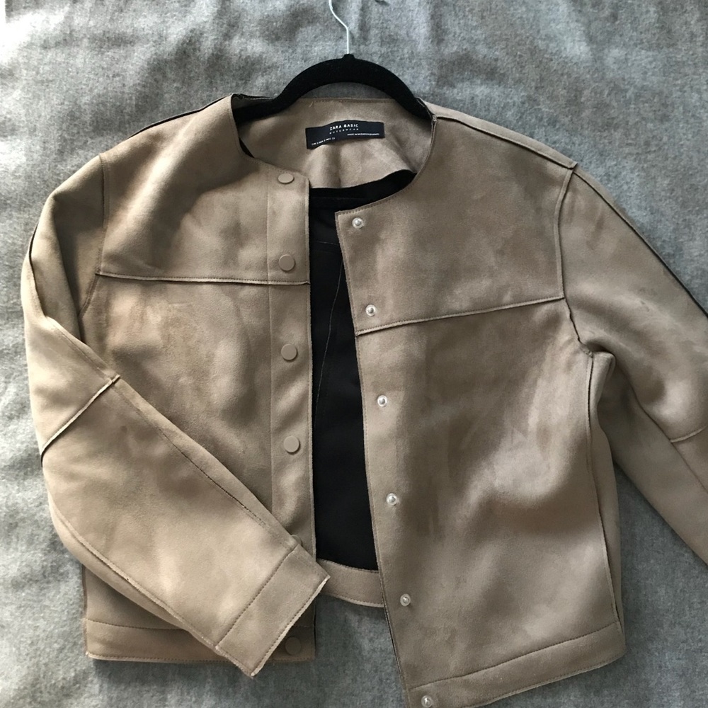 Zara Basic Suede Snap Jacket