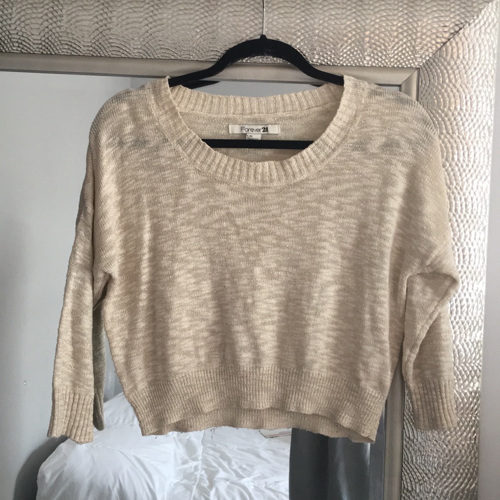 Tan gold metallic light weight sweater