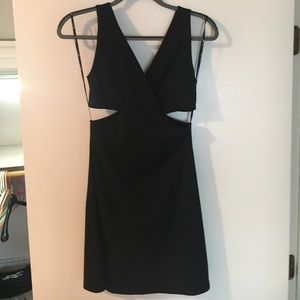Black mini dress with side cutout