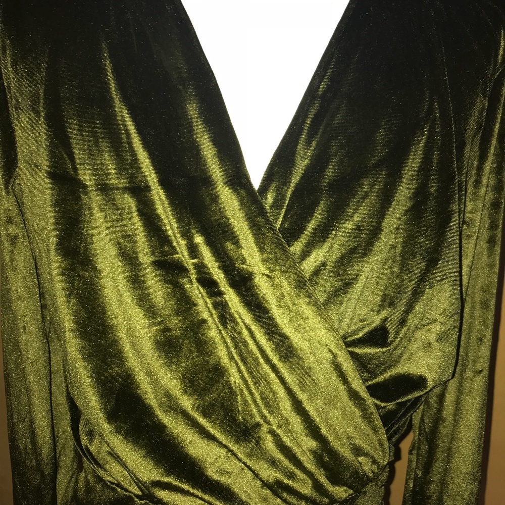 Olive Green Velour Midi Dress NWT Size 8
