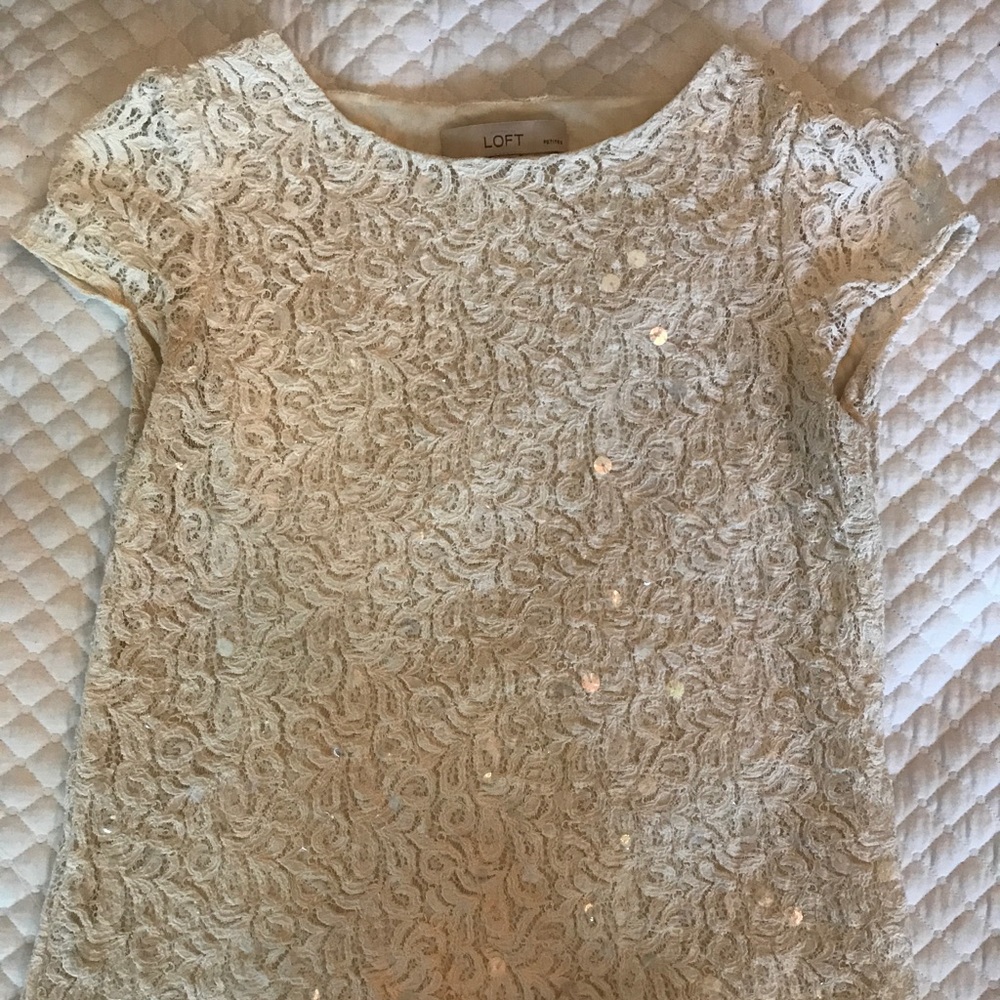 Loft Sequin and Lace Shirt Size XSP