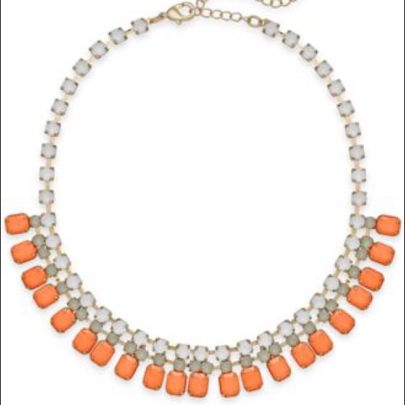 Two Bar III gold-tone pink & blue stone frontal necklaces - Picture 2 of 5