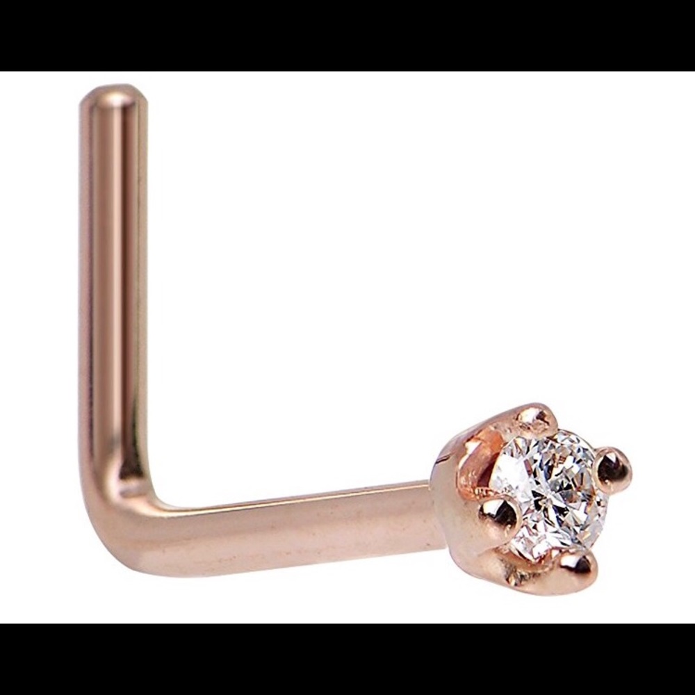 14 cttw rose gold diamond nose stud