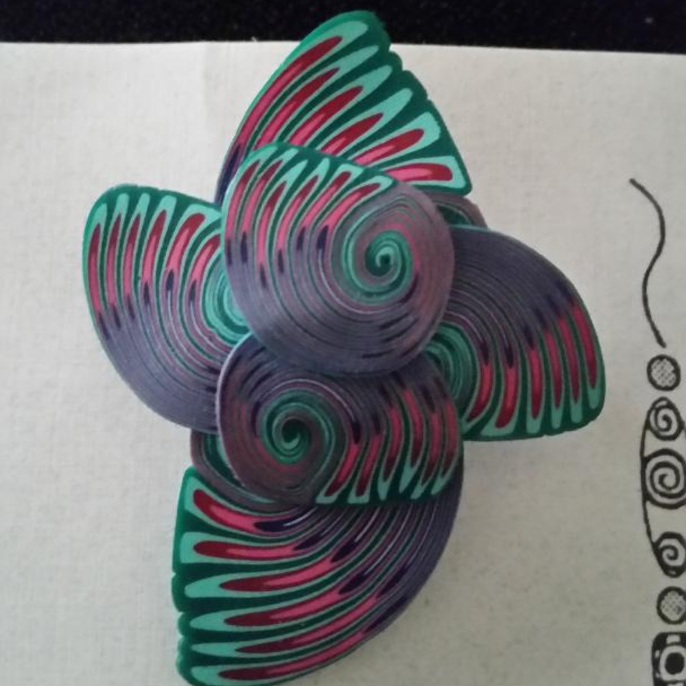 Purple, Pink, and Blue Clay Pin