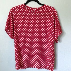 Vintage Red And White Polka Dot Blouse