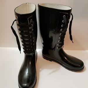 🆕️Black Laced Rainboots🌧☔