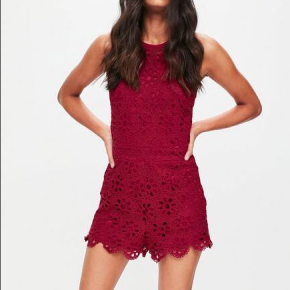Perfect for spring! Red lace romper NWT
