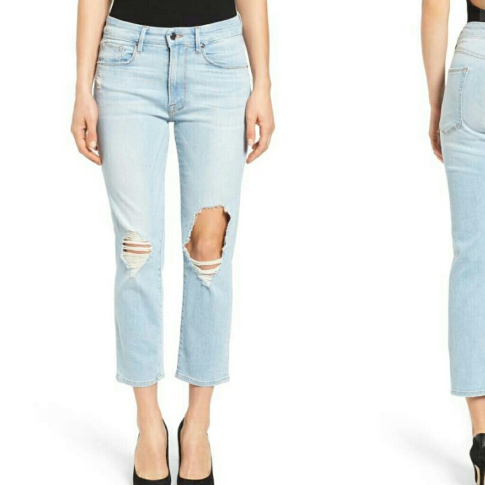 Good American destroyed Boyfriend jeans