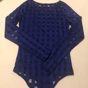 Blue square mesh bodysuit