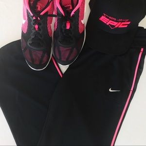 Nike Black and Pink Dri-Fit Loose Fitting Pants