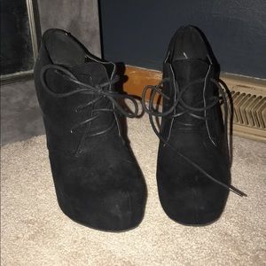 Black bootie lace up wedges.