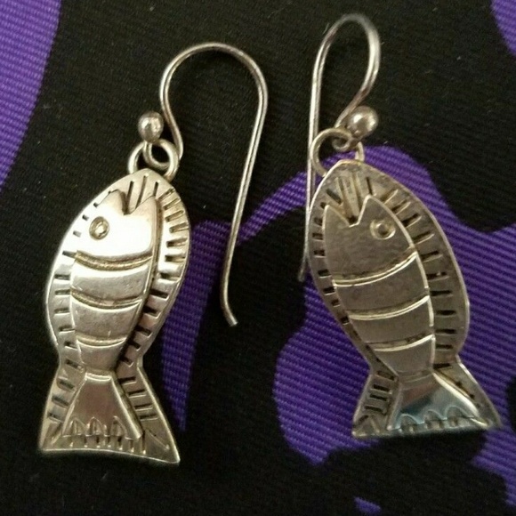 Sterling silver fish earings by Far Fetched - Picture 1 of 2