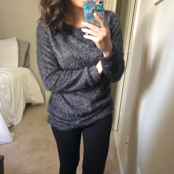 Sweaters - Charcoal Fuzzy Sweater