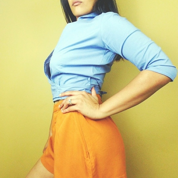 At Last Tops - 4/$10  Stretch Wrap Collared Crop Shirt