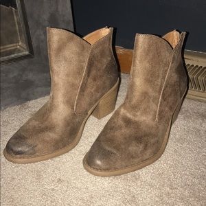 Brown ankle booties.