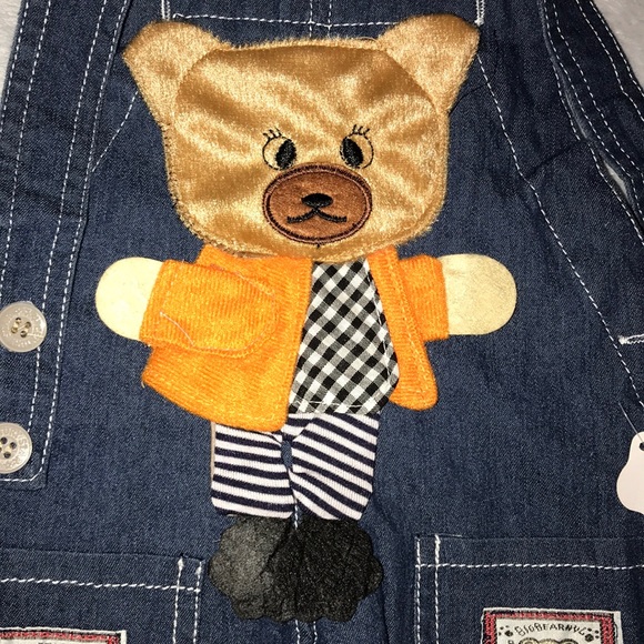 3D Soft Teddy Bear Pocket Bib Overalls NWT - Picture 4 of 7