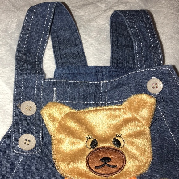 3D Soft Teddy Bear Pocket Bib Overalls NWT - Picture 5 of 7