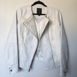GUESS white/ivory leather and lace jacket