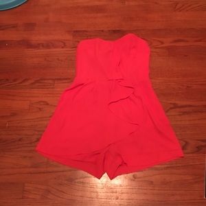 Strapless Ruffle front romper