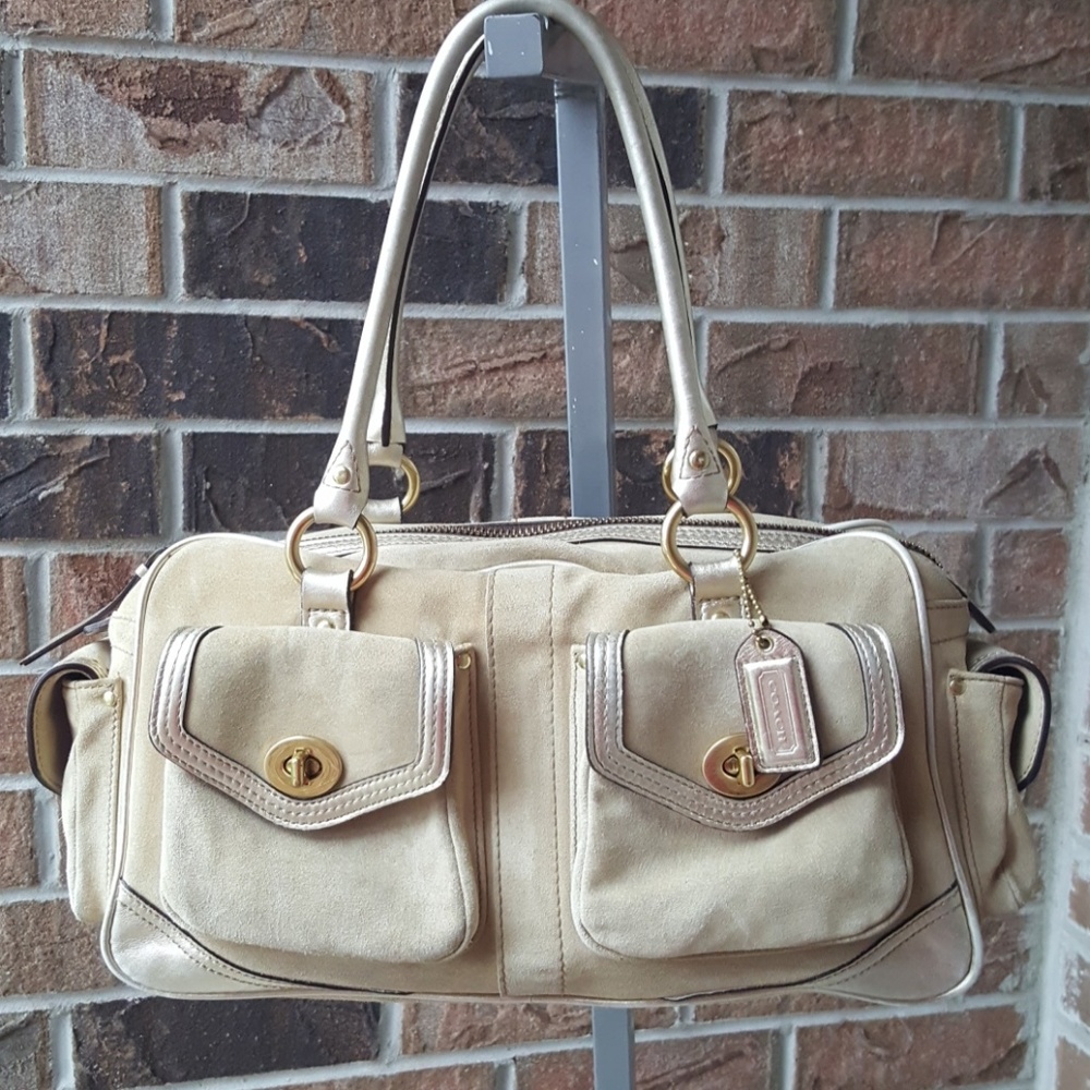 Coach tan suede Satchel purse