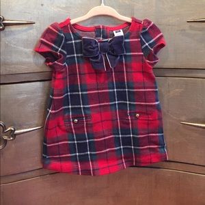 Plaid Christmas dress with velvet bow