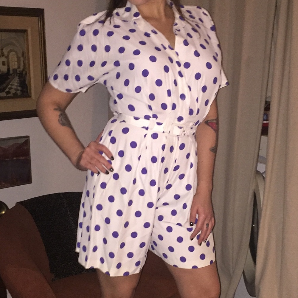 Polka dot 1980s power romper