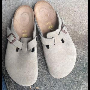 Birkenstock Boston Clog Suede Leather Taupe/Tan 40