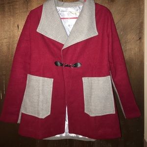 Red/ grey pea coat