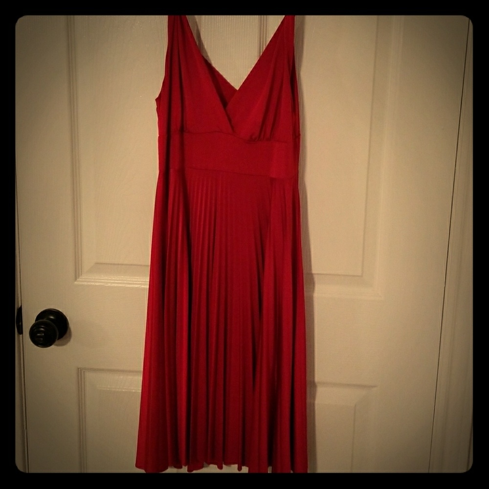 Red pleated dress